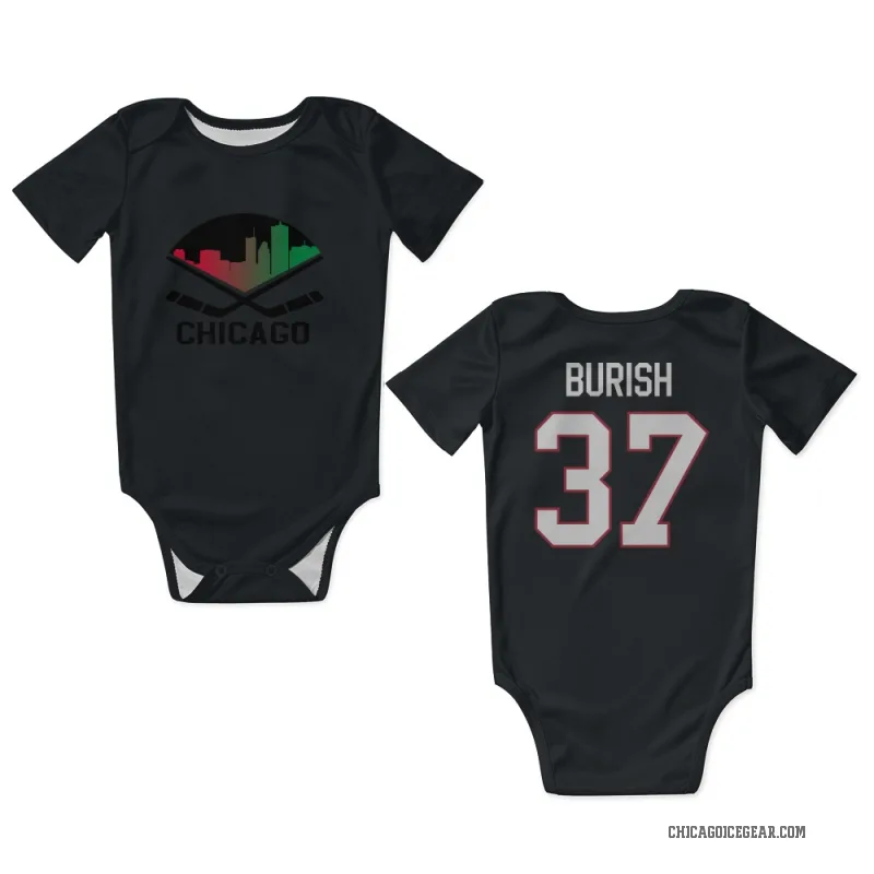 Adam Burish  Black Chicago Blackhawks  Newborn & Infant Bodysuit
