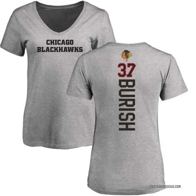 Adam Burish Women's Ash Chicago Blackhawks Backer T-Shirt -
