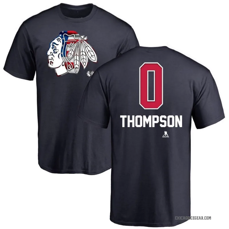 Aidan Thompson Men's Navy Chicago Blackhawks Name and Number Banner Wave T-Shirt -