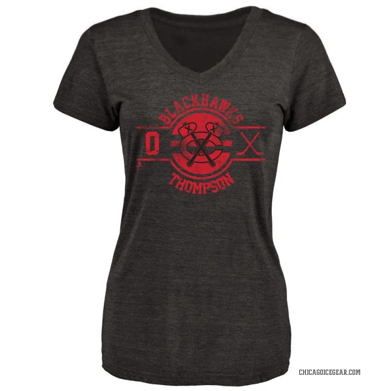 Aidan Thompson Women's Black Chicago Blackhawks Insignia T-Shirt -