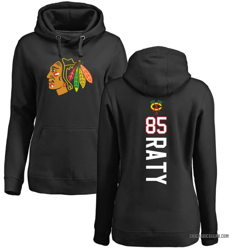 Aku Raty Women's Black Chicago Blackhawks Branded Backer Pullover Hoodie