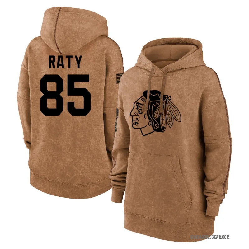 Aku Raty Women's Brown Chicago Blackhawks 2023 Salute to Service Pullover Hoodie