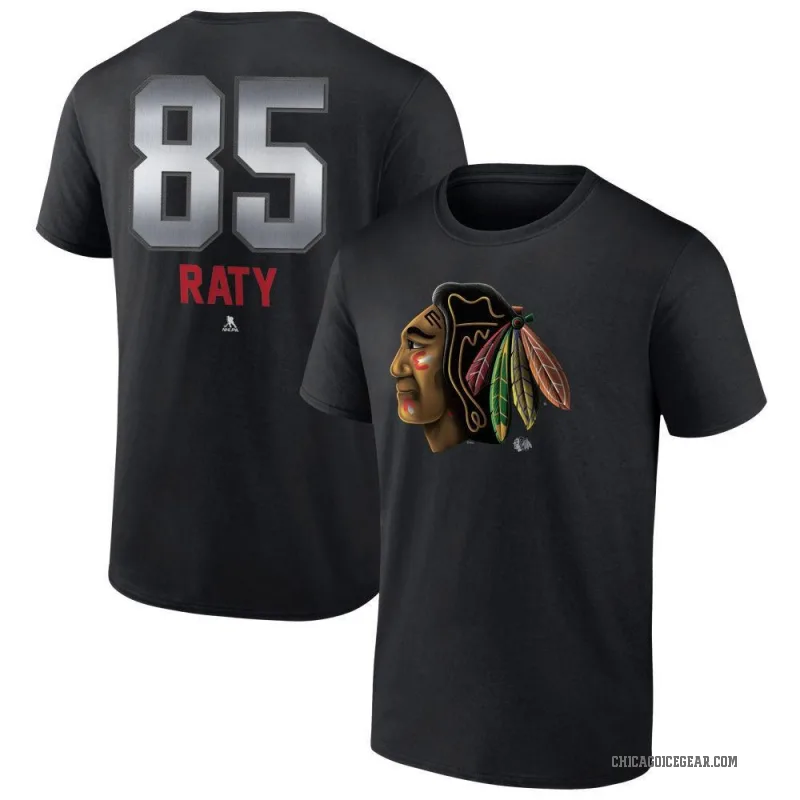 Aku Raty Youth Black Chicago Blackhawks Midnight Mascot Logo T-Shirt