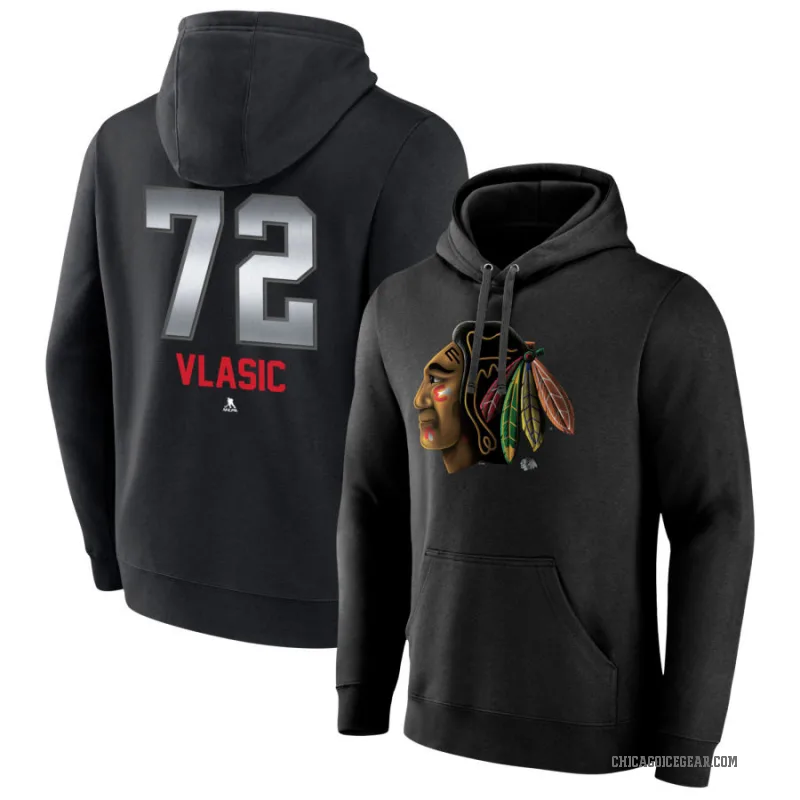 Alex Vlasic Youth Black Chicago Blackhawks Branded Midnight Mascot Logo Pullover Hoodie