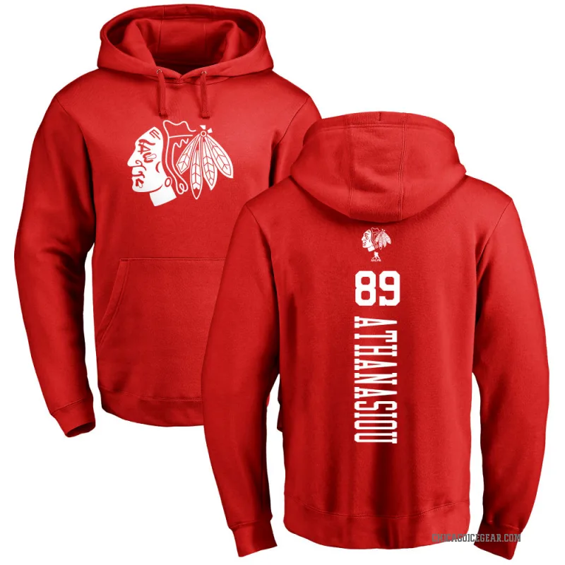 Andreas Athanasiou Men's Red Chicago Blackhawks Branded One Color Backer Pullover Hoodie