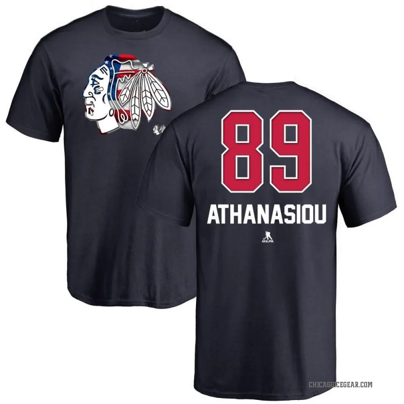 Andreas Athanasiou Youth Navy Chicago Blackhawks Name and Number Banner Wave T-Shirt -