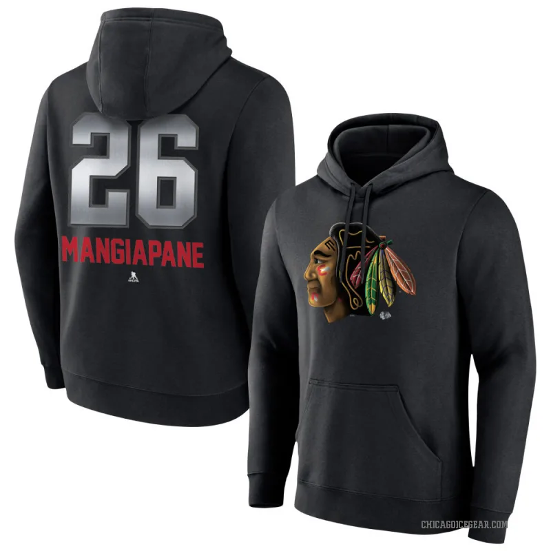 Andrew Mangiapane Youth Black Chicago Blackhawks Branded Midnight Mascot Logo Pullover Hoodie
