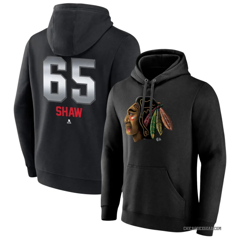 Andrew Shaw Men's Black Chicago Blackhawks Branded Midnight Mascot Logo Pullover Hoodie