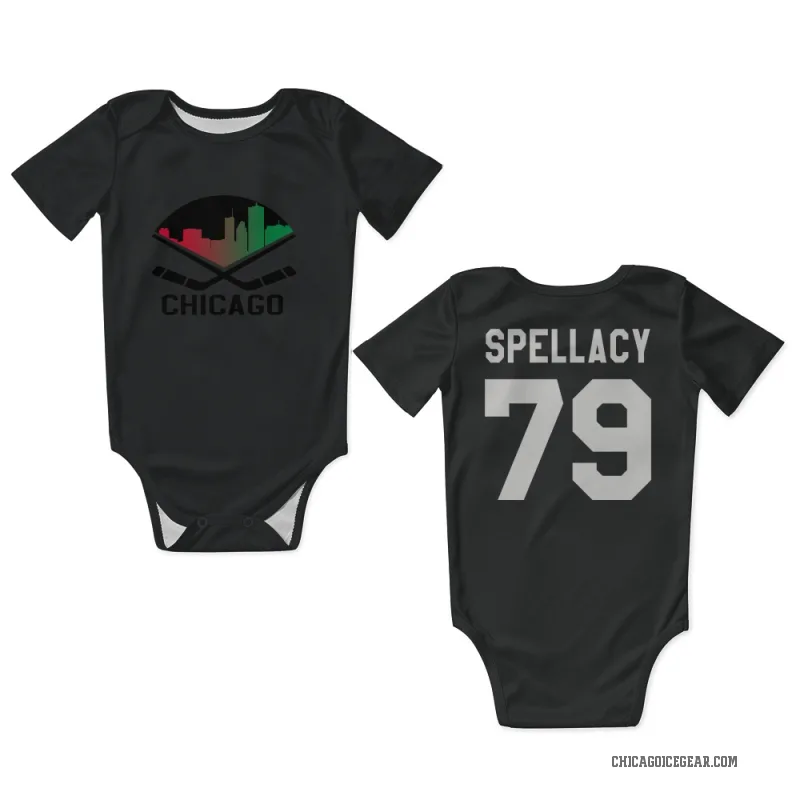 Anthony Spellacy  Black White Chicago Blackhawks  Newborn & Infant Bodysuit