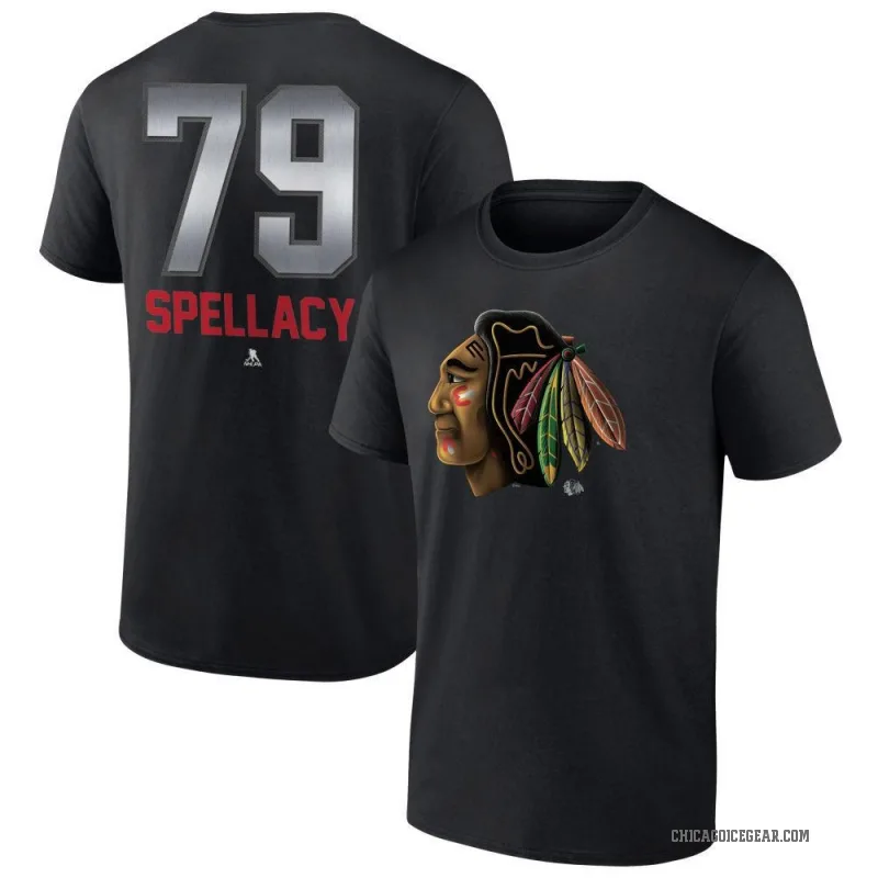 Anthony Spellacy Men's Black Chicago Blackhawks Midnight Mascot Logo T-Shirt