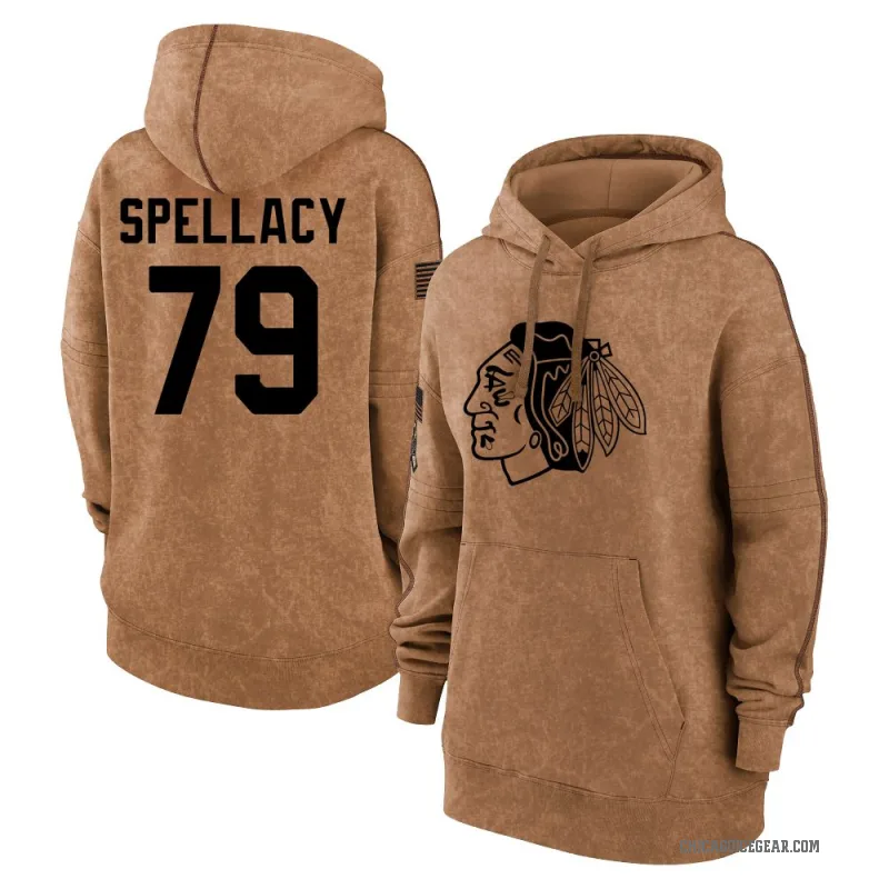 Anthony Spellacy Women's Brown Chicago Blackhawks 2023 Salute to Service Pullover Hoodie
