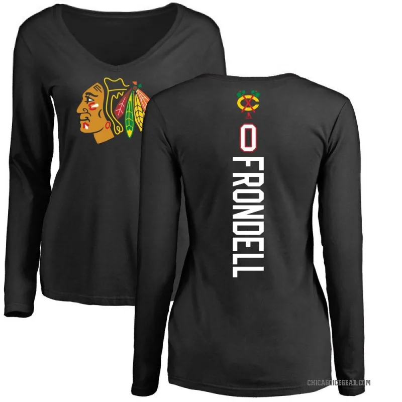 Anton Frondell Women's Black Chicago Blackhawks Backer Long Sleeve T-Shirt -
