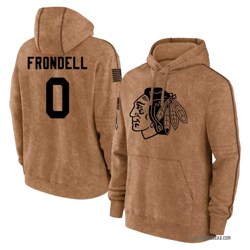 Anton Frondell Youth Brown Chicago Blackhawks 2023 Salute to Service Club Pullover Hoodie
