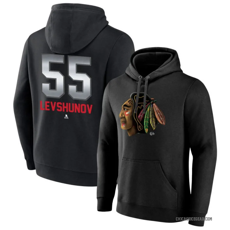 Artyom Levshunov Youth Black Chicago Blackhawks Branded Midnight Mascot Logo Pullover Hoodie