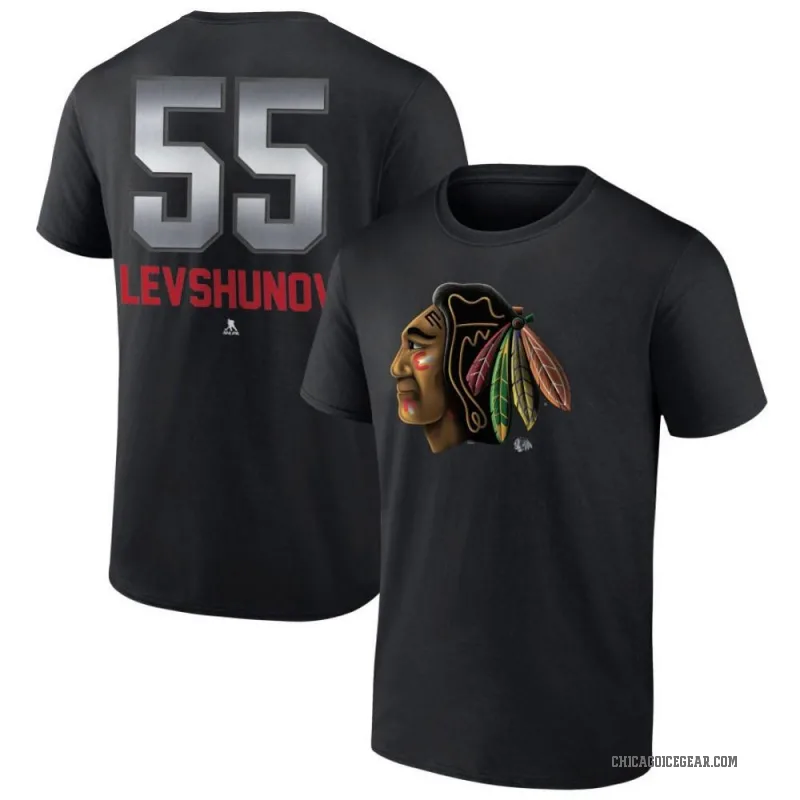 Artyom Levshunov Youth Black Chicago Blackhawks Midnight Mascot Logo T-Shirt
