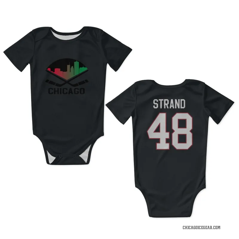 Austin Strand  Black Chicago Blackhawks  Newborn & Infant Bodysuit