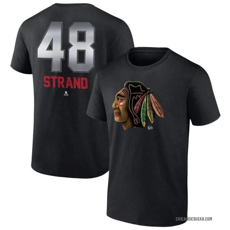 Austin Strand Youth Black Chicago Blackhawks Midnight Mascot Logo T-Shirt