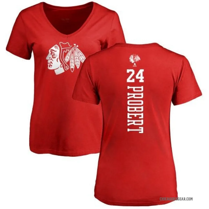 Bob Probert Women's Red Chicago Blackhawks One Color Backer T-Shirt -