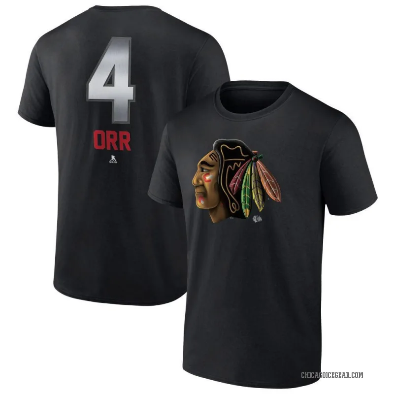 Bobby Orr Youth Black Chicago Blackhawks Midnight Mascot Logo T-Shirt