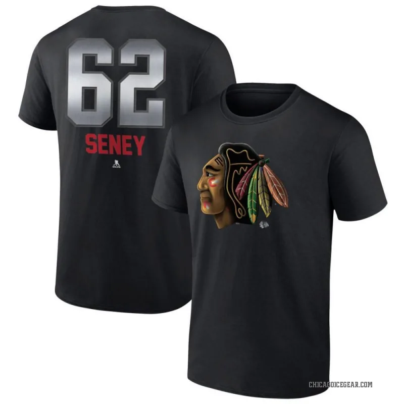 Brett Seney Youth Black Chicago Blackhawks Midnight Mascot Logo T-Shirt
