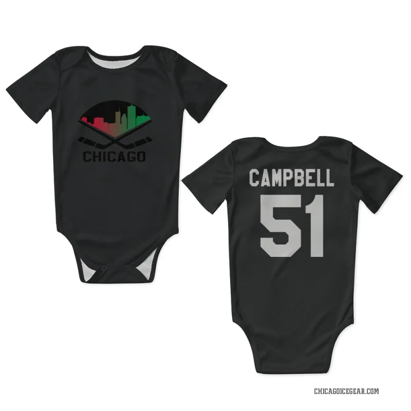 Brian Campbell  Black White Chicago Blackhawks  Newborn & Infant Bodysuit