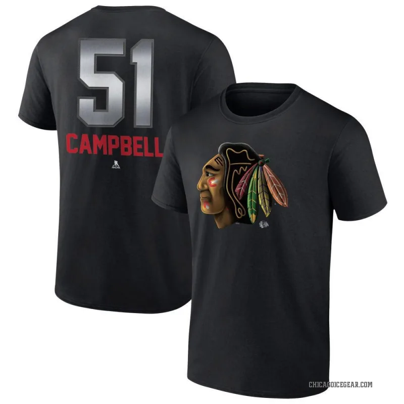 Brian Campbell Men's Black Chicago Blackhawks Midnight Mascot Logo T-Shirt
