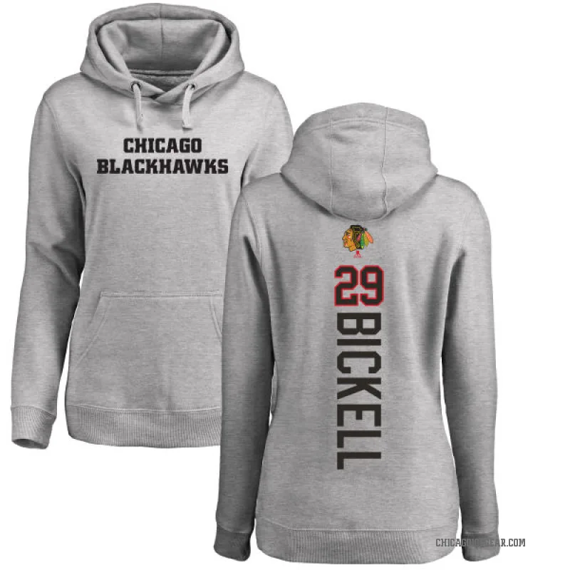 Bryan Bickell Women's Chicago Blackhawks Branded Ash Backer Pullover Hoodie