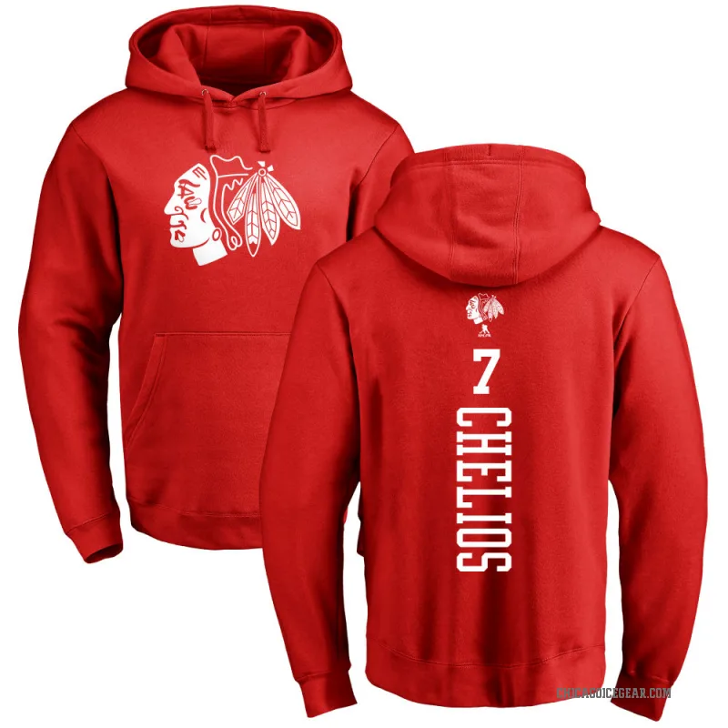 Chris Chelios Youth Red Chicago Blackhawks Branded One Color Backer Pullover Hoodie