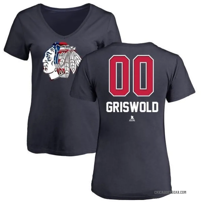 Clark Griswold Women's Navy Chicago Blackhawks Name and Number Banner Wave V-Neck T-Shirt -