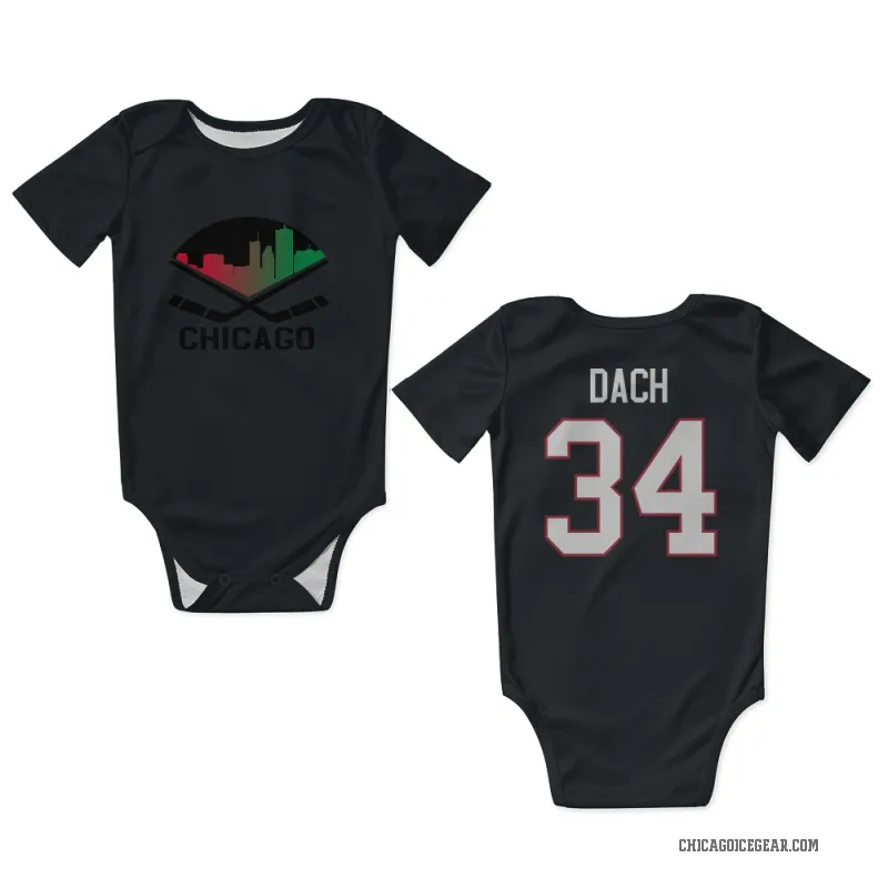 Colton Dach  Black Chicago Blackhawks  Newborn & Infant Bodysuit