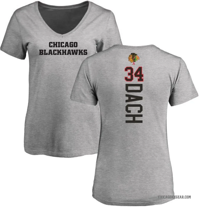 Colton Dach Women's Ash Chicago Blackhawks Backer T-Shirt -