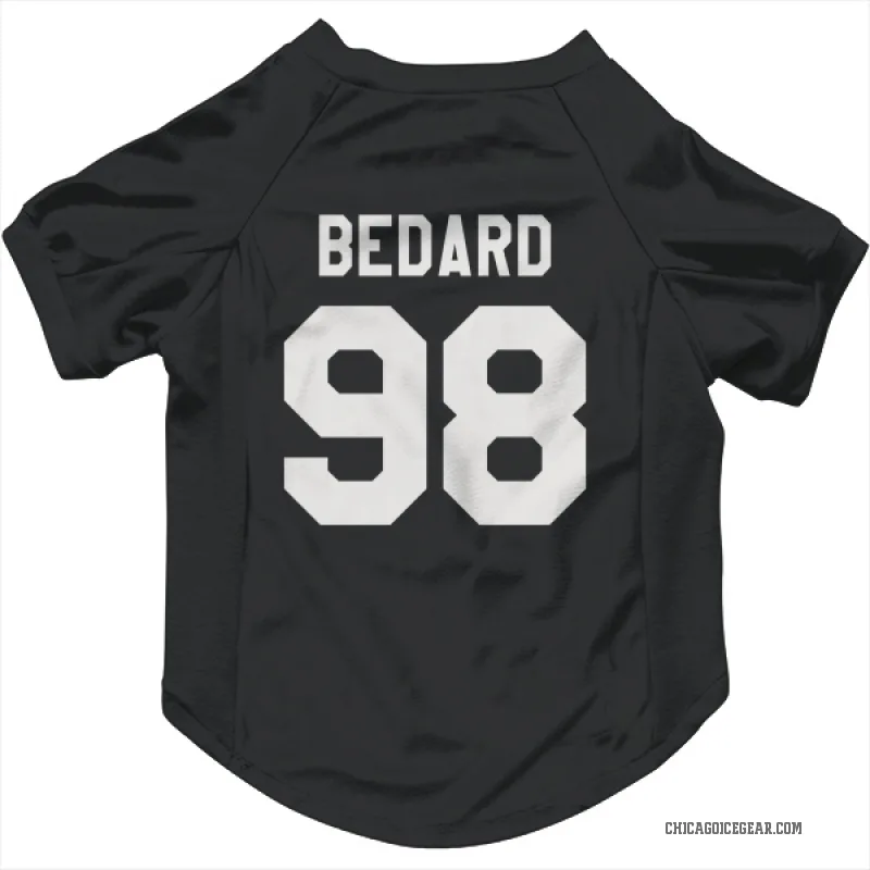 Connor Bedard  Black White Chicago Blackhawks  Cat & Dog Pet Jersey