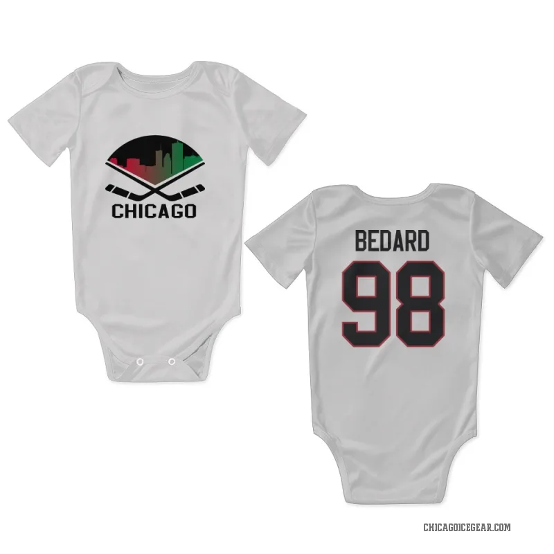 Connor Bedard  White Chicago Blackhawks  Newborn & Infant Bodysuit