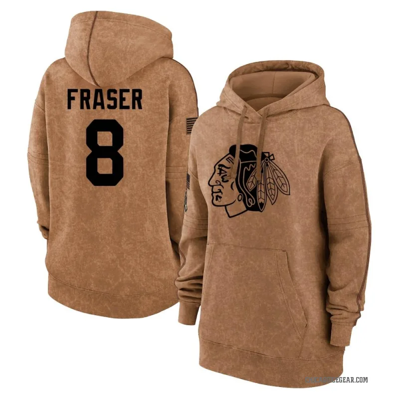 Curt Fraser Women's Brown Chicago Blackhawks 2023 Salute to Service Pullover Hoodie