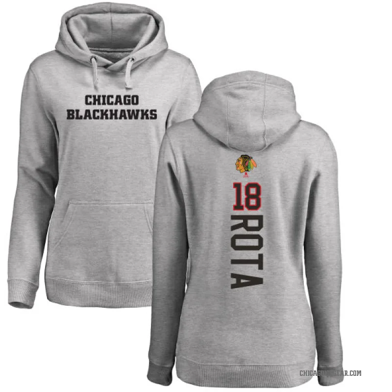 Darcy Rota Women's Chicago Blackhawks Branded Ash Backer Pullover Hoodie