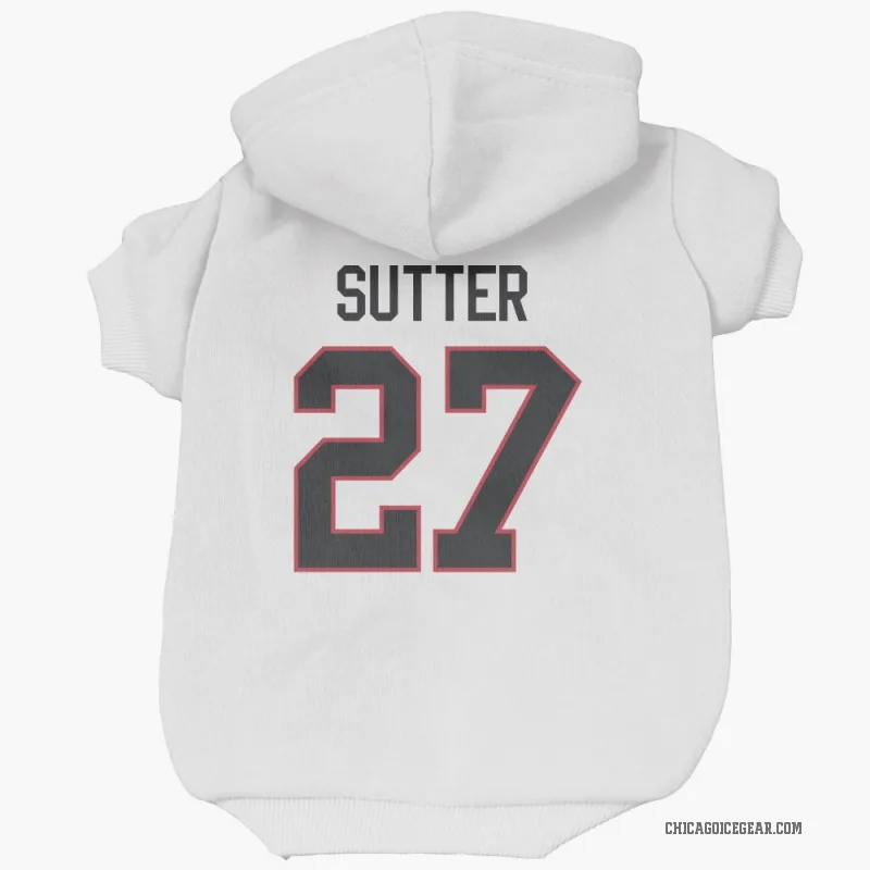 Darryl Sutter  White Chicago Blackhawks  Cat & Dog Pet Hoodie