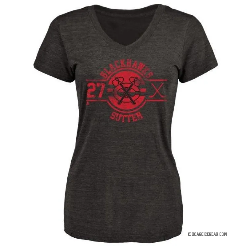 Darryl Sutter Women's Black Chicago Blackhawks Insignia T-Shirt -