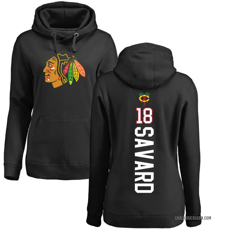 Denis Savard Women's Black Chicago Blackhawks Branded Backer Pullover Hoodie