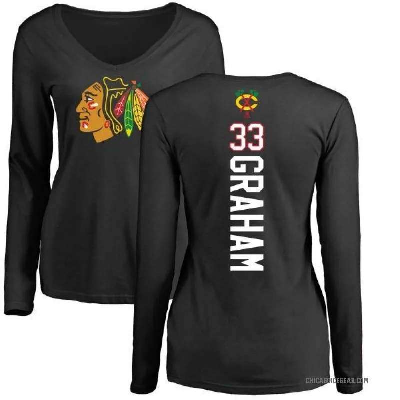Dirk Graham Women's Black Chicago Blackhawks Backer Long Sleeve T-Shirt -