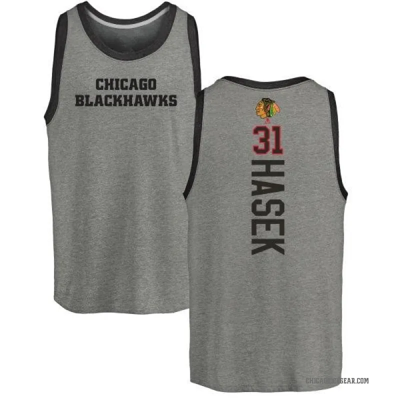 Dominik Hasek Men's Ash Chicago Blackhawks Backer Tank Top -