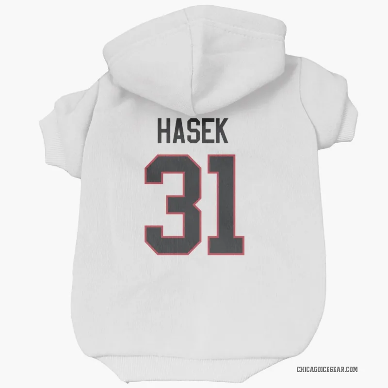 Dominik Hasek  White Chicago Blackhawks  Cat & Dog Pet Hoodie