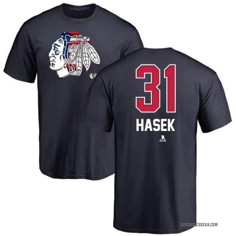 Dominik Hasek Youth Navy Chicago Blackhawks Name and Number Banner Wave T-Shirt -