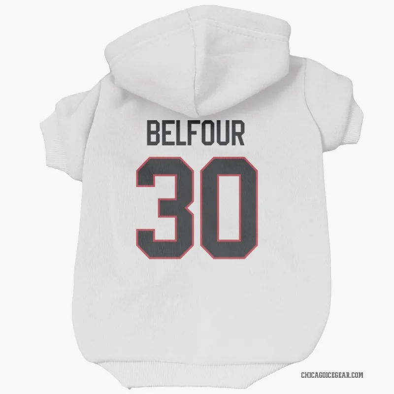 ED Belfour  White Chicago Blackhawks  Cat & Dog Pet Hoodie