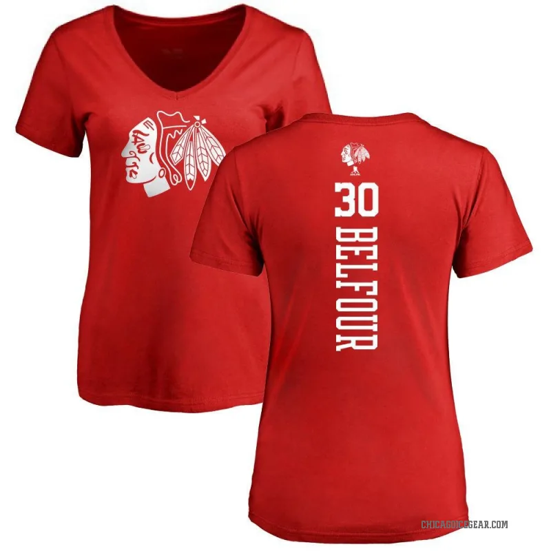 ED Belfour Women's Red Chicago Blackhawks One Color Backer T-Shirt -