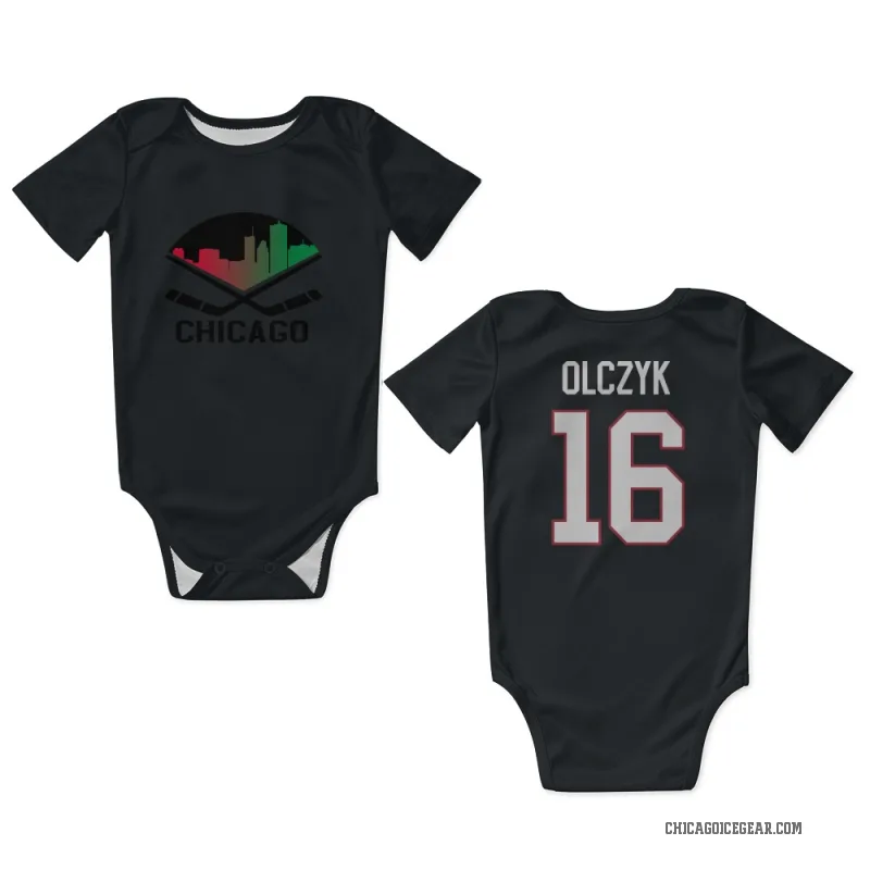 Ed Olczyk  Black Chicago Blackhawks  Newborn & Infant Bodysuit