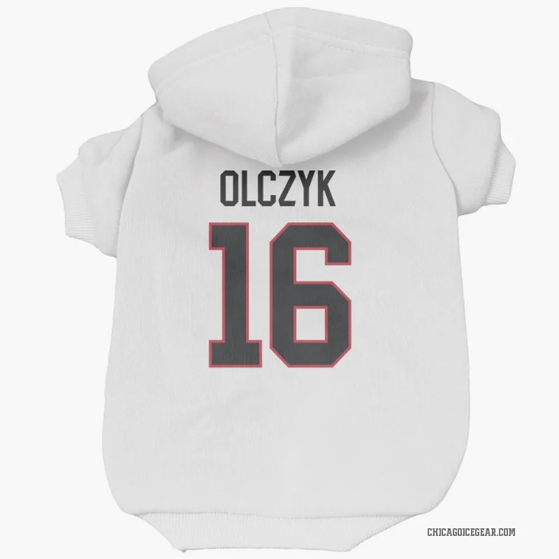 Ed Olczyk  White Chicago Blackhawks  Cat & Dog Pet Hoodie