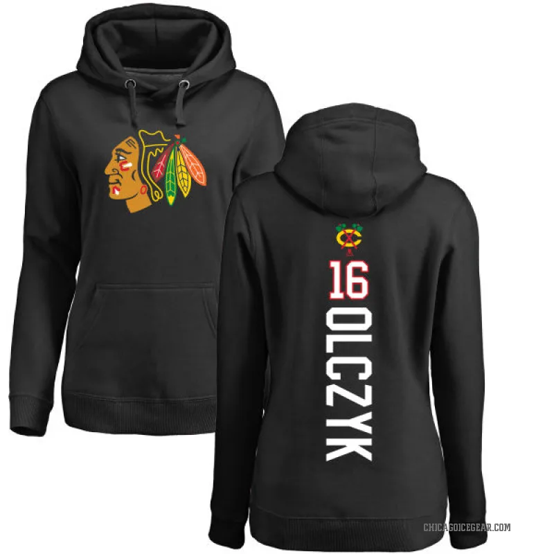 Ed Olczyk Women's Black Chicago Blackhawks Branded Backer Pullover Hoodie