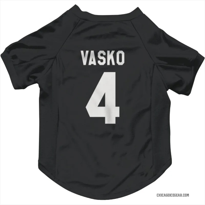 Elmer Vasko  Black White Chicago Blackhawks  Cat & Dog Pet Jersey