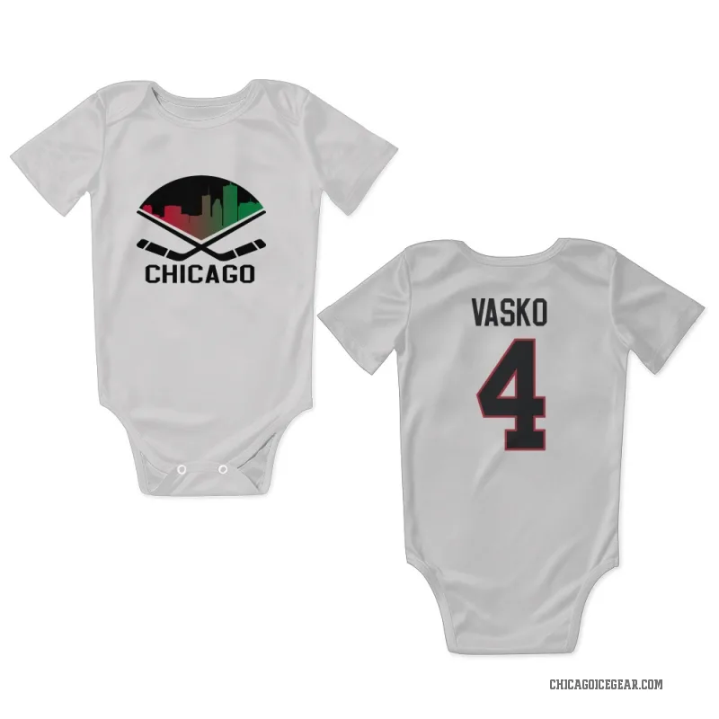 Elmer Vasko  White Chicago Blackhawks  Newborn & Infant Bodysuit
