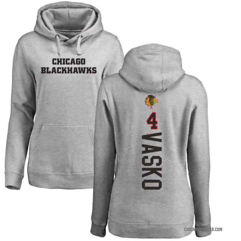Elmer Vasko Women's Chicago Blackhawks Branded Ash Backer Pullover Hoodie